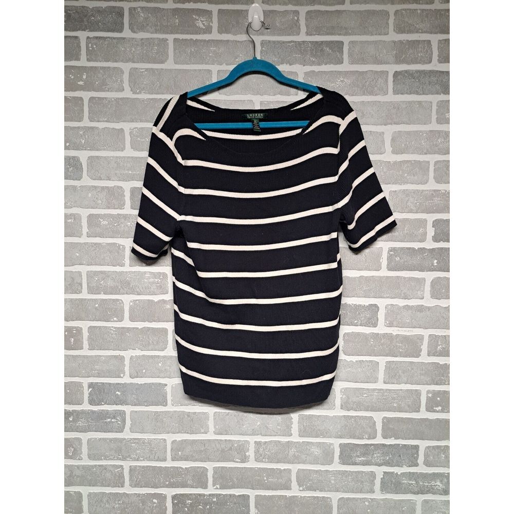 Lauren Ralph‎ Lauren Womens Pullover Knit Scoop Neck Striped Blouse Size 2X